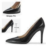 JENN ARDOR Women's High Heels Closed Pointed Toe Stiletto Classic Office Dress Bridal Wedding Pumps Sexy Prom Shoes Dark Black