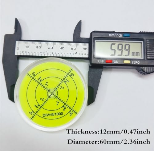 SIZIKJXGHWYI Bubble Spirit Level 60x12mm Degree Marked Surface Circular Level Round Levels Bubble Precision Measuring Layout Tools