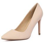 IDIFU Women's IN4 Classic Pointed Toe High Heels Pumps Wedding Dress Office Shoes (9.5, Nude Nubuck)