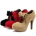 Mostrin Red High Heels for Women Closed Toe Platform Mary Jane Pumps with Bow Comfy Dress Shoes for Prom Size 9