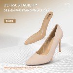 IDIFU Women's IN4 Classic Pointed Toe High Heels Pumps Wedding Dress Office Shoes (9.5, Nude Nubuck)