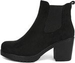 DREAM PAIRS Women's High Chunky Heel Chelsea Ankle Boots Slip On Elastic Fall Heeld Booties Shoes,Size 8.5,Black,FRE