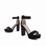 DREAM PAIRS Womens Hi-Lo High Heel Platform Pump Sandal Black/Nubuck - 8.5