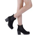 DREAM PAIRS Women's High Chunky Heel Chelsea Ankle Boots Slip On Elastic Fall Heeld Booties Shoes,Size 8.5,Black,FRE