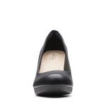 Clarks womens Adriel Viola Dress Pump, Black Leather, 8.5 Wide US