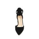 DREAM PAIRS Womens Low Heel Pump Shoes, Black/Nubuck - 11 (Annee)
