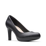 Clarks womens Adriel Viola Dress Pump, Black Leather, 8.5 Wide US
