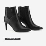 DREAM PAIRS Women's Black Pu Pointed Toe Stiletto High Heel Ankle Booties Size 5.5 B(M) US Kizzy-1