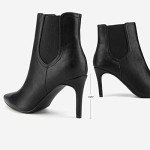 DREAM PAIRS Women's Black Pu Pointed Toe Stiletto High Heel Ankle Booties Size 5.5 B(M) US Kizzy-1