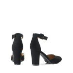 DREAM PAIRS Women's High Heel Ankle Strap Closed Toe Chunky Wedding Party Pumps Shoes,Size 9,Black/Nubuck,Angela