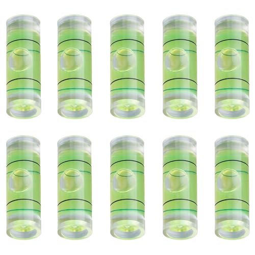 Hegebeck Small Cylindrical Bubble Spirit Level Vials 8×23mm/0.3×0.9 Inch PMMA Frame Mural Hanging Measuring Instruments Layout Tools 10 Pcs