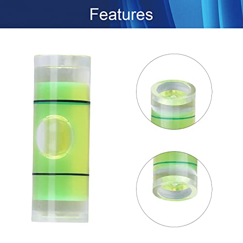 Hegebeck Small Cylindrical Bubble Spirit Level Vials 8×23mm/0.3×0.9 Inch PMMA Frame Mural Hanging Measuring Instruments Layout Tools 10 Pcs