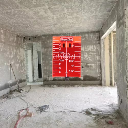 ZUJHPYMI 1Pc Laser Target Magnetic Floor Laser Target Card Plate with Stand for Laser Levels Hunting Shooting Targets Accessories Measuring and Layout Tools (Style B-Red)