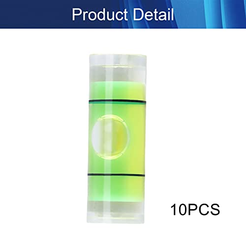 Hegebeck Small Cylindrical Bubble Spirit Level Vials 8×23mm/0.3×0.9 Inch PMMA Frame Mural Hanging Measuring Instruments Layout Tools 10 Pcs