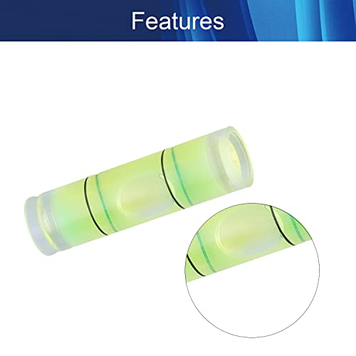 Hegebeck 10Pcs Small Cylindrical Bubble Spirit Level Vials, 9.5×34 mm/ 0.37×1.34 inch PMMA Frame Mural Hanging Measuring Instruments Layout Tools