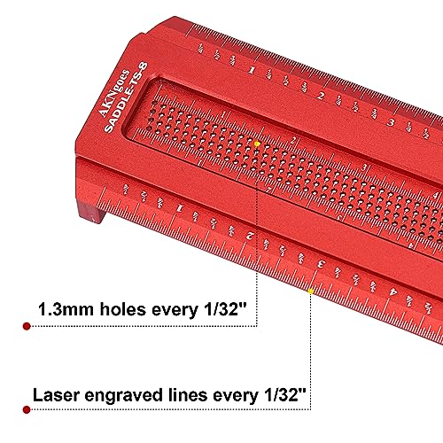 AKNgoes Woodworking Scriber Saddle T-Square Ruler 8in, for Carpenter Work, Layout and Measuring Tools