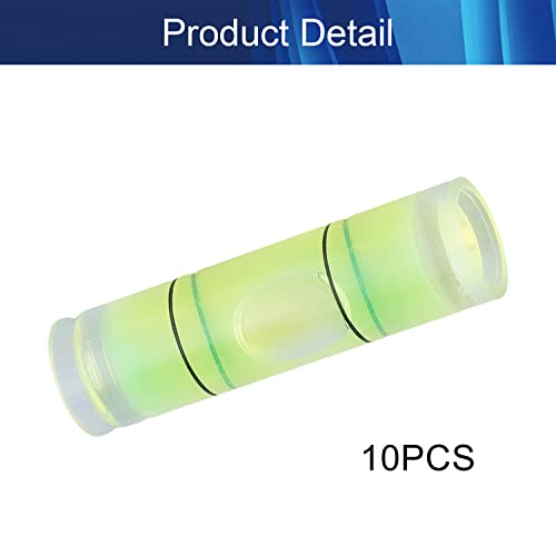 Hegebeck 10Pcs Small Cylindrical Bubble Spirit Level Vials, 9.5×34 mm/ 0.37×1.34 inch PMMA Frame Mural Hanging Measuring Instruments Layout Tools