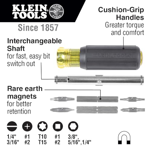 Klein Tools 80040 Layout Tool Kit with Tape Measure, Magnetic Torpedo Level and Magnetic Multi-Bit Screwdriver, 3-Piece