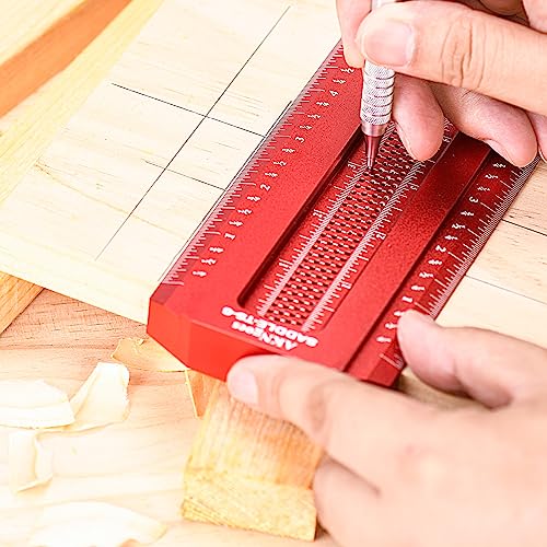 AKNgoes Woodworking Scriber Saddle T-Square Ruler 8in, for Carpenter Work, Layout and Measuring Tools