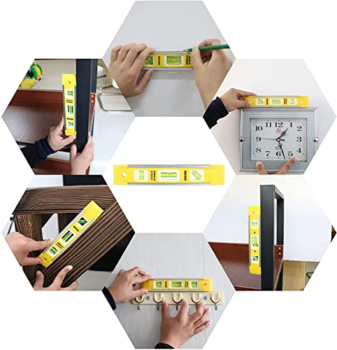 Hegebeck 10Pcs Small Cylindrical Bubble Spirit Level Vials, 9.5×34 mm/ 0.37×1.34 inch PMMA Frame Mural Hanging Measuring Instruments Layout Tools
