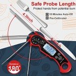Meat Thermometer Digital for Grilling and Cooking - ANDAXIN Waterproof Ultra-Fast Instant Read Food thermometers with Backlight & Calibration for Kitchen, Deep Fry, BBQ, Grill(Red/Black), LCD