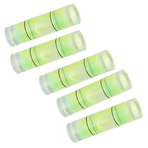 Hegebeck 10Pcs Small Cylindrical Bubble Spirit Level Vials, 9.5×34 mm/ 0.37×1.34 inch PMMA Frame Mural Hanging Measuring Instruments Layout Tools
