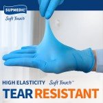 Supmedic Nitrile Exam Glove, 3.5 mil Disposable Medical Gloves Powder-Free Latex-Free, Box of 100 pcs (Blue) (Large)