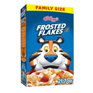 Kellogg's Frosted Flakes Breakfast Cereal, Kids Cereal, Family Breakfast, Family Size, Original, 21.7oz Box (1 Box)