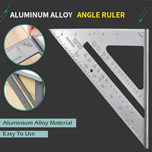 Aluminium Alloy Roofing Square Roofer Angle Measuring Triangle Gauges Guide Measurement Wood Worker Carpenter Square Layout Protector Ruler Tool 7 Inches