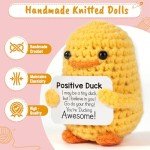 MBL Inspirational Crochet Positive Duck – Handmade Emotional Cheer Support Funny Pickle Potato Gifts for Women Friend Men Coworker Birthday Christmas Stocking Stuffer White Elephant Under 10 Dollars