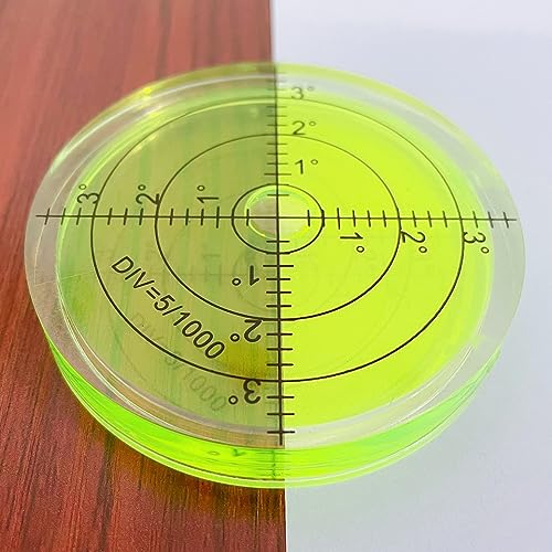 WOYISEPG Circular Bubble Spirit Levels 66x10mm Degree Marked Surface Round Spirit Level Measuring Instruments Layout Tools (66mm, Non-Sticky)