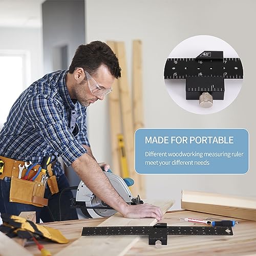Dajianglx 3D Multi-Angle Measuring Ruler and Slide Ruler, 45/90 Degree High Precision Aluminum Construction Layout Square Angle Gauge Protractors, Multifunctional Woodworking Carpenter Square Tool Set