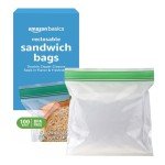 Amazon Basics Reclosable Sandwich Double Zipper Storage Bags, 100 Count, Pack of 1
