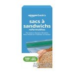 Amazon Basics Reclosable Sandwich Double Zipper Storage Bags, 100 Count, Pack of 1