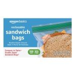Amazon Basics Reclosable Sandwich Double Zipper Storage Bags, 100 Count, Pack of 1