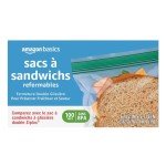 Amazon Basics Reclosable Sandwich Double Zipper Storage Bags, 100 Count, Pack of 1