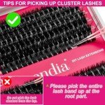 Fowendia Lash Clusters Kit Fluffy 80D 100D Individual Lashes D Curl Cluster Eyelash Extensions 10-18mm DIY Lash Extension Kit Lash Bond and Seal Waterproof, Lash Applicator, Thick False Eyelashes Kit
