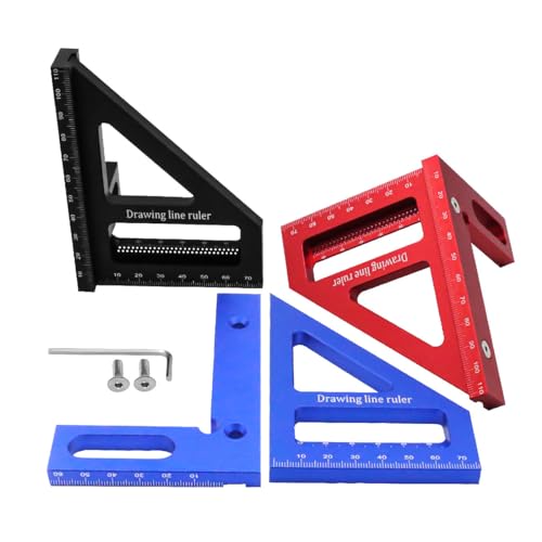 3D Multi-Angle Measuring Ruler,45/90 Degree Aluminum Alloy Woodworking Square Protractor,Ideal for Engineer Carpenter Crafting, Drawing,Miter Triangle Ruler High Precision Layout Measuring Tool (Blue)