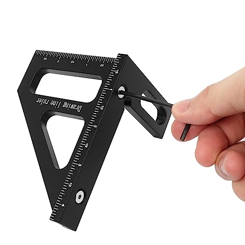 JCFANTS 3D Multi-Angle Measuring Ruler, 45/90 Degree Aluminum Alloy Woodworking Square Protractor, Miter Triangle Ruler, High Precision Layout Measuring Tool for Engineer Carpenter (Black)