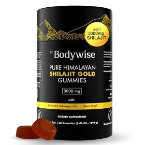 Be Bodywise Pure Himalayan Shilajit Gummies Gold I Lab Tested I No Added Sugar I Ashwagandha, Gokshura| Fulvic Acid & 85+ Trace Minerals I for Men, Women I Non-GMO I 100% Natural & Organic I 60 Gummy