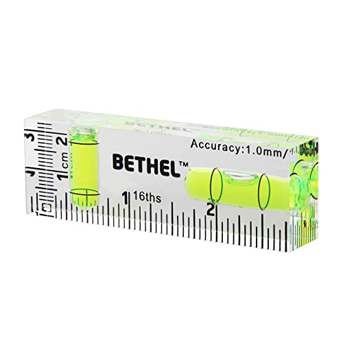 BETHEL Small Level Mini Bubble Level 90°/180°directions Spirit Level Shatterproof Cross Check Pocket Level Picture Hanging Levels Mark Measuring Instruments Layout Tools (75×25×15(MM))