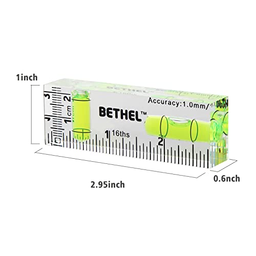 BETHEL Small Level Mini Bubble Level 90°/180°directions Spirit Level Shatterproof Cross Check Pocket Level Picture Hanging Levels Mark Measuring Instruments Layout Tools (75×25×15(MM))