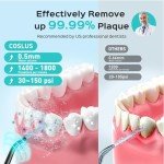 COSLUS Water Dental Flosser Pick for Teeth: 4 Modes Cordless Portable 300ML Larger Tank Water Teeth Cleaner IPX7 Waterproof Flossing Cleaning Picks for Home Travel FC5360