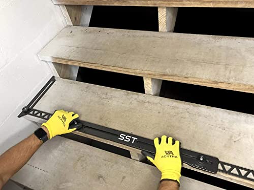 SST Stair Tread Gauge and Shelf Layout Tool | Accurately Measure Material Edge, Length, Angle | Removable Edge Pins to Precisely Transfer Stair Treads, Risers, Shelves, Cabinet Dimensions