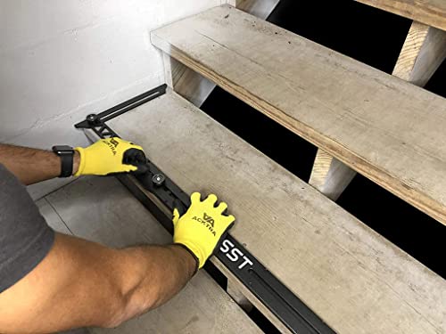 SST Stair Tread Gauge and Shelf Layout Tool | Accurately Measure Material Edge, Length, Angle | Removable Edge Pins to Precisely Transfer Stair Treads, Risers, Shelves, Cabinet Dimensions