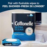 Cottonelle Ultra Clean Toilet Paper with Active CleaningRipples Texture, 24 Family Mega Rolls (24 Family Mega Rolls = 132 Regular Rolls) (4 Packs of 6), 353 Sheets Per Roll, Packaging May Vary