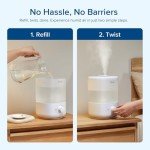 LEVOIT Top Fill Humidifiers for Bedroom, 2.5L Tank for Large Room, Easy to Fill & Clean, 28dB Quiet Cool Mist Air Humidifier for Home Baby Nursery & Plants, Auto Shut-off and BPA-Free for Safety, 25H