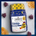 Zarbee's Children's Sleep Gummies with Melatonin, Non-Habit Forming Children's Sleep Gummies Work with Natural Sleep Cycles to Promote Peaceful Sleep, Drug-Free, Natural Strawberry, 60 ct
