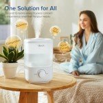 LEVOIT Top Fill Humidifiers for Bedroom, 2.5L Tank for Large Room, Easy to Fill & Clean, 28dB Quiet Cool Mist Air Humidifier for Home Baby Nursery & Plants, Auto Shut-off and BPA-Free for Safety, 25H