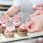 Rsstarxi 48 Pack Pink Silver Snowflake Cupcake Toppers Double Side Glitter Winter Frozen Theme Snowflake Cupcake Picks Decoration for Baby Shower Christmas Kids Birthday Party Cake Decorations